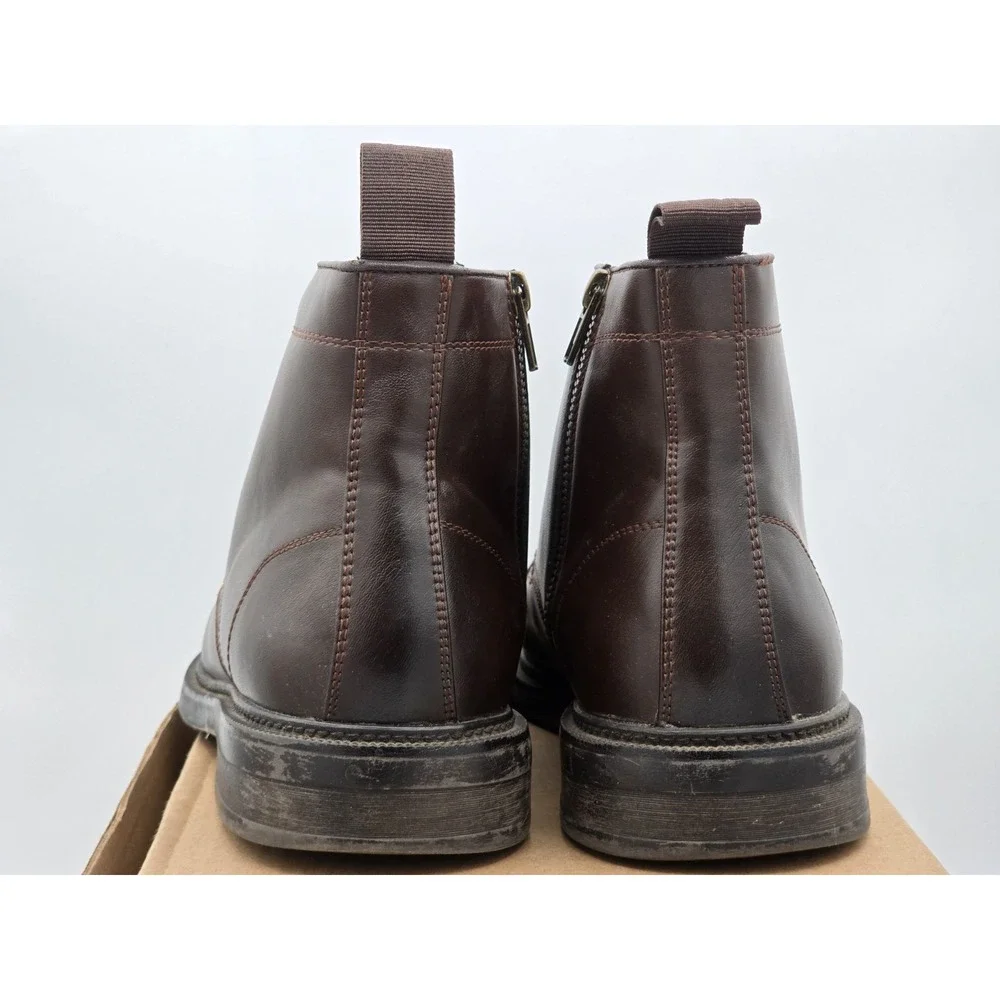 H&M Chelsea Boots Brown Oak Side Zipper Lace Up Ankle Boots Mens‎ Size 10M